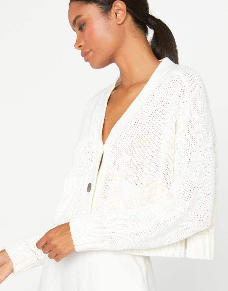 BROCHU WALKER-Cropped Linen Button Front Cardigan-