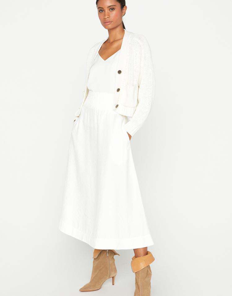 BROCHU WALKER-Cropped Linen Button Front Cardigan-
