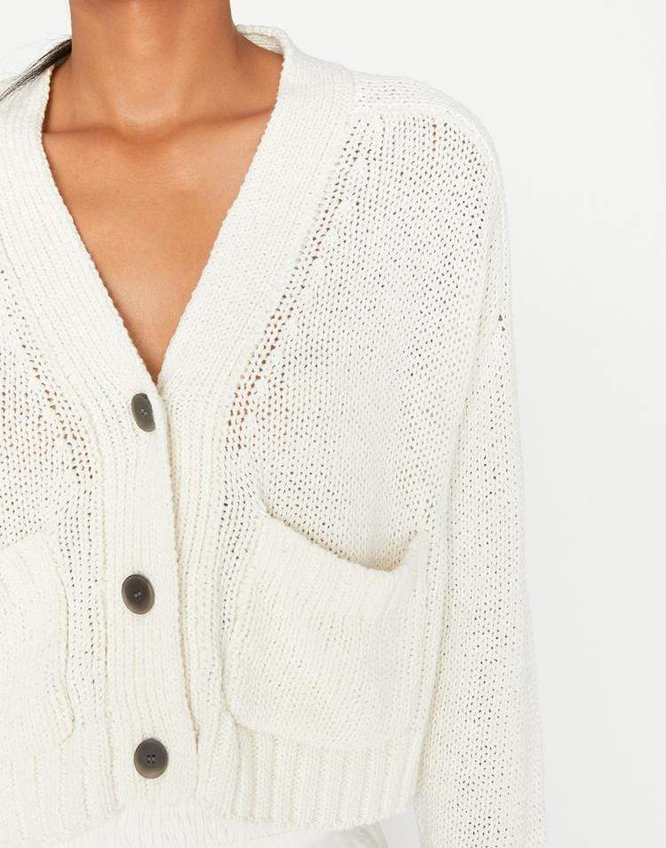 BROCHU WALKER-Cropped Linen Button Front Cardigan-