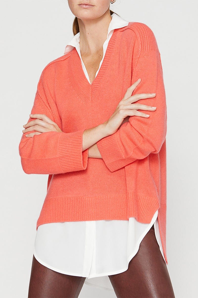 BROCHU WALKER-V Neck Layered Pullover-