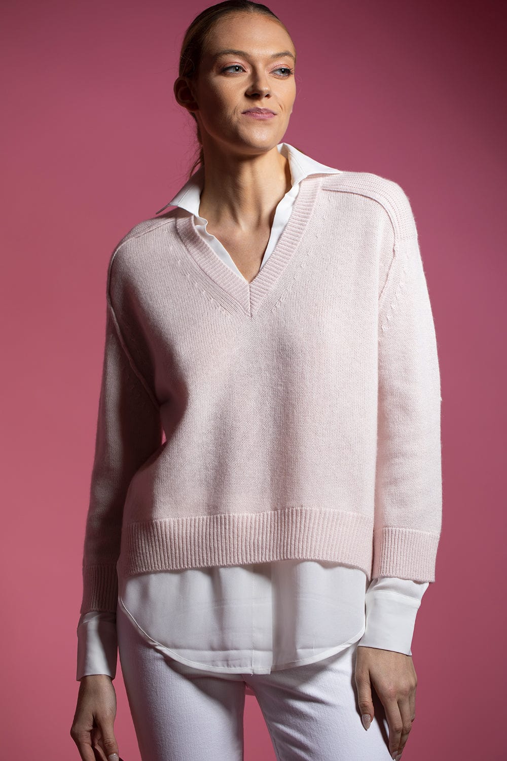 BROCHU WALKER-V Neck Layered Pullover - Paloma-