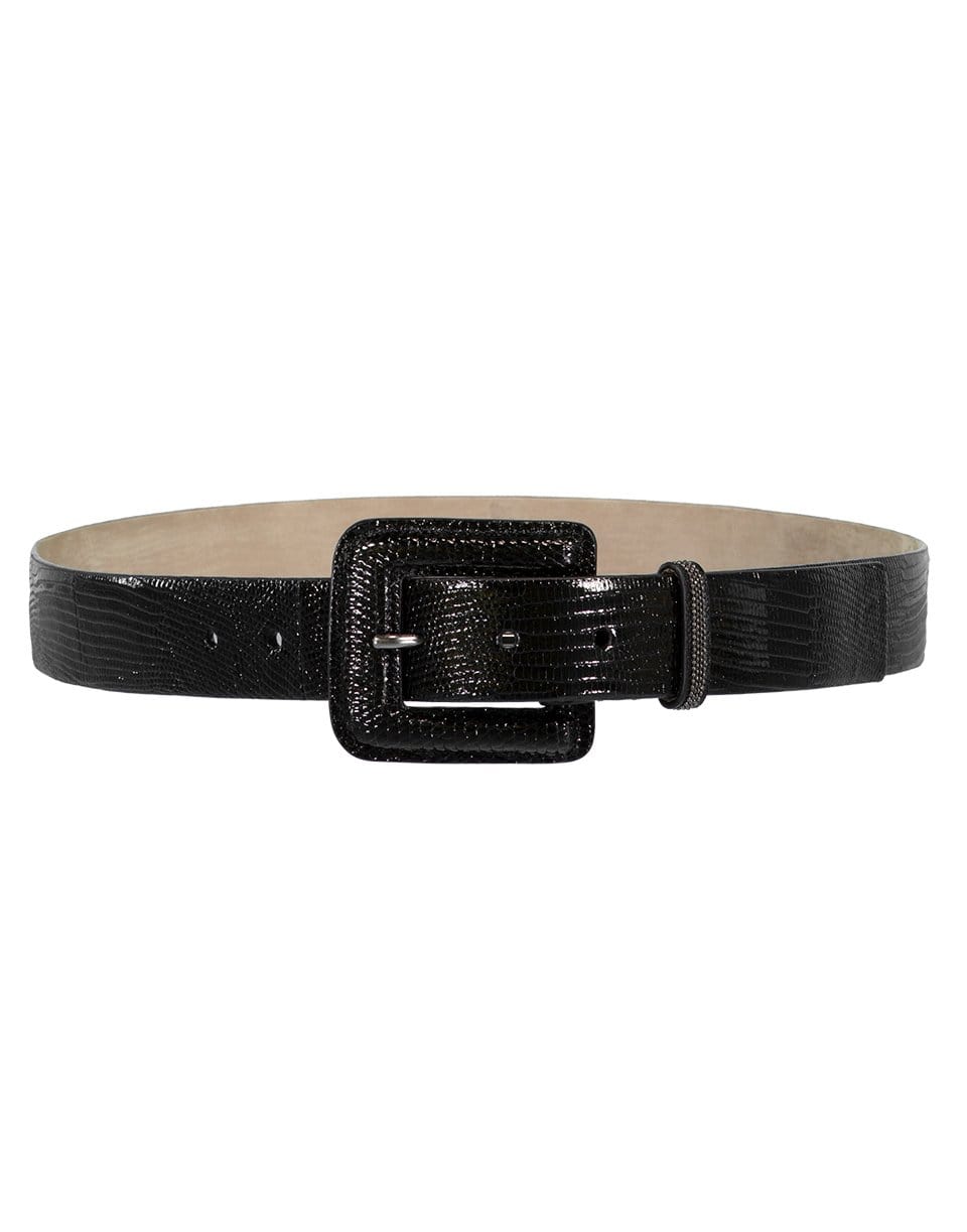 BRUNELLO CUCINELLI-Shiny Lizard Belt-BLACK