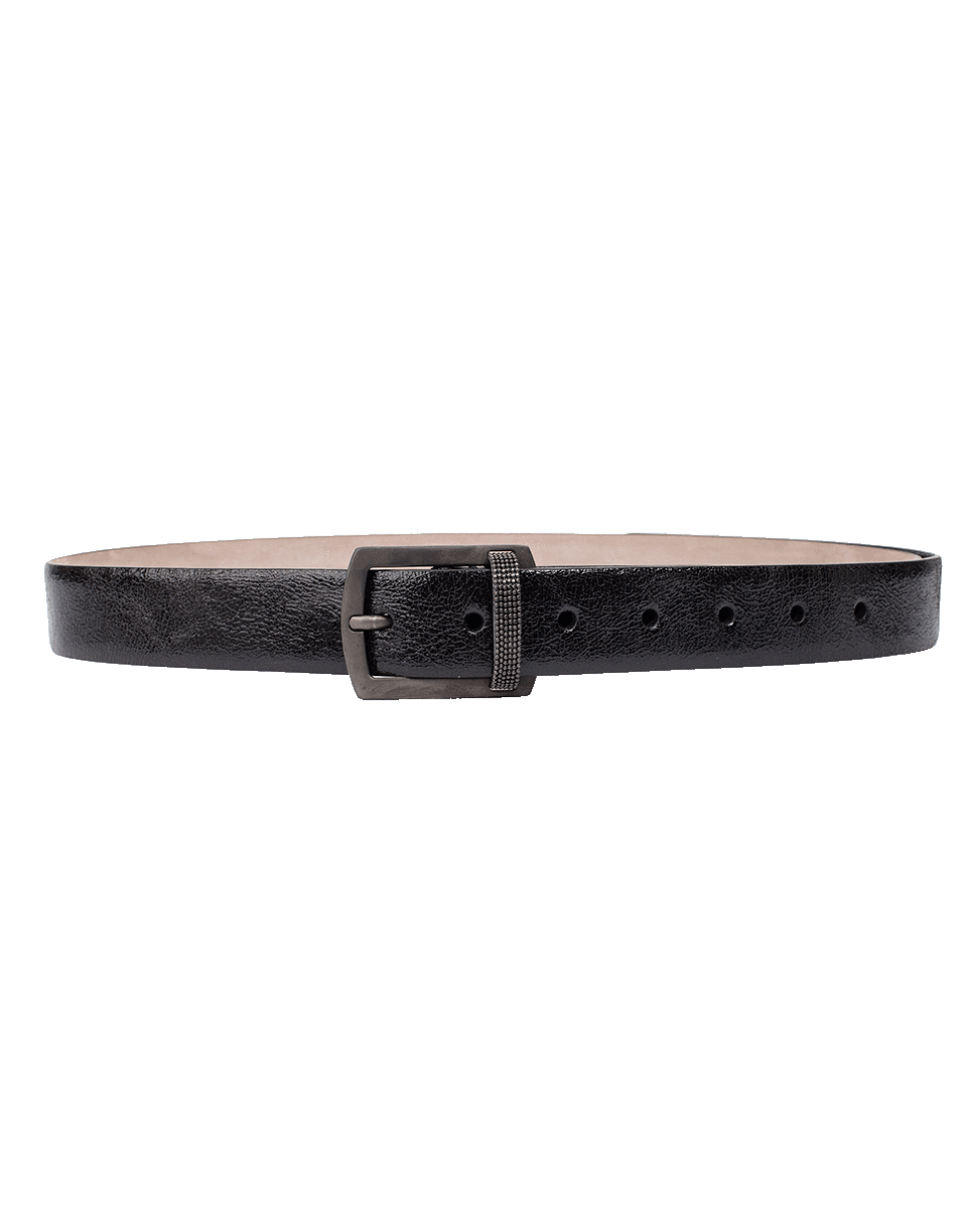 BRUNELLO CUCINELLI-Crinkle Leather Belt With Monili Loop-