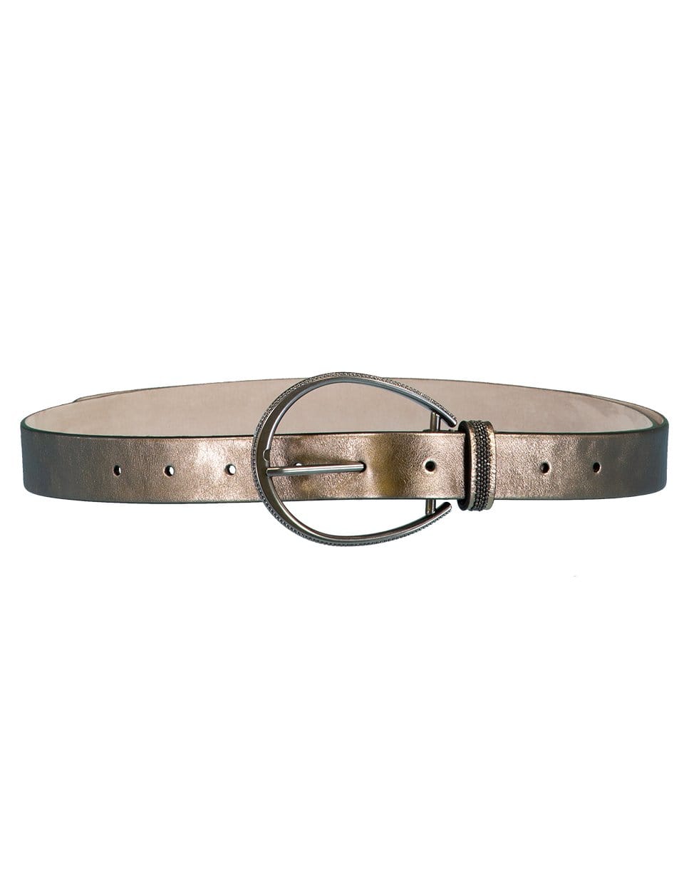 BRUNELLO CUCINELLI-Metallic Leather Buckle Belt-