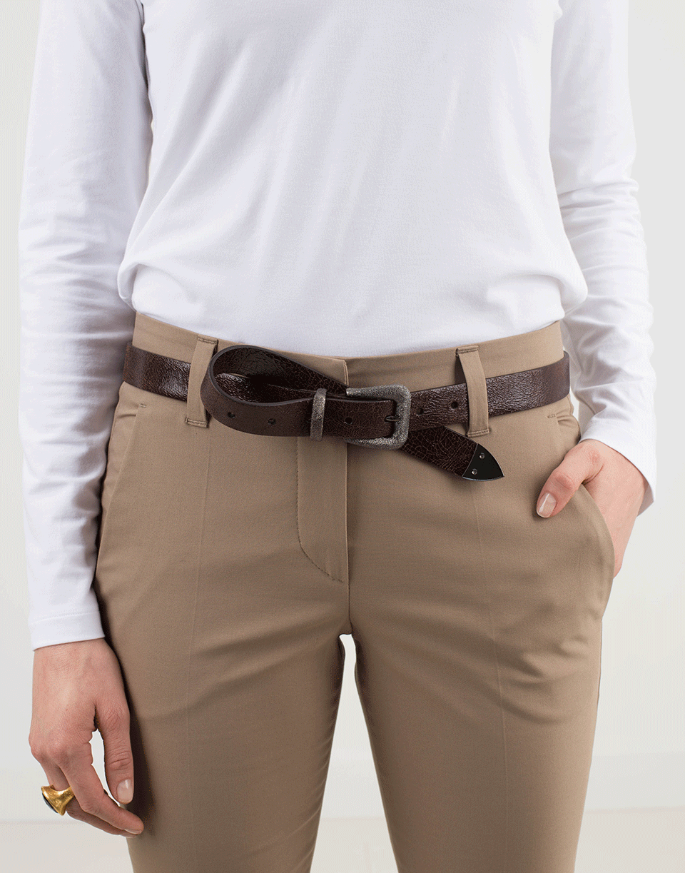 BRUNELLO CUCINELLI-Crinkle Leather Western Belt-