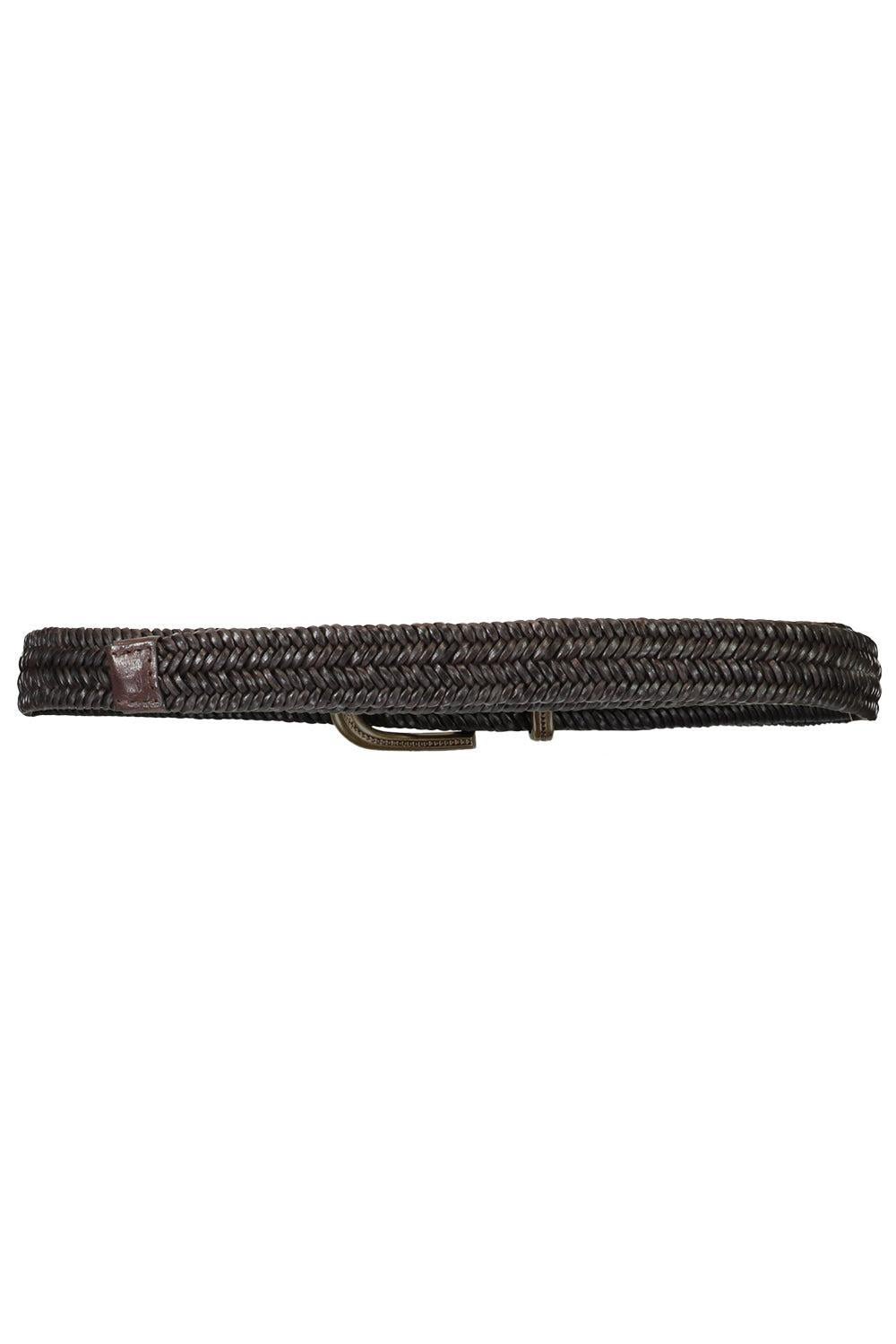 Braided Stretch Belt-BROWN-XS-ACCESSORIEBELTS-BRUNELLO CUCINELLI