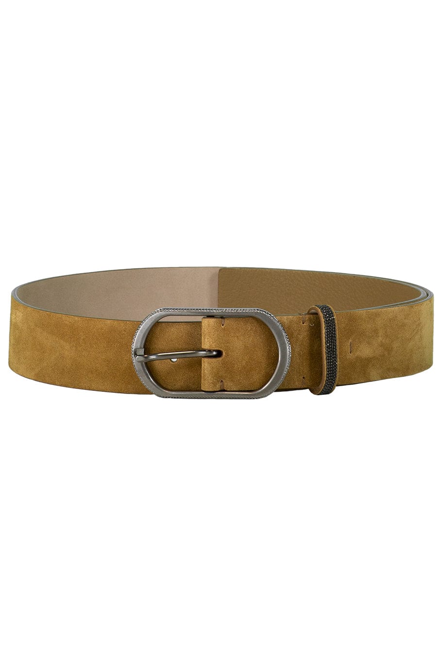 BRUNELLO CUCINELLI-Suede Belt With Monili Belt Loop-