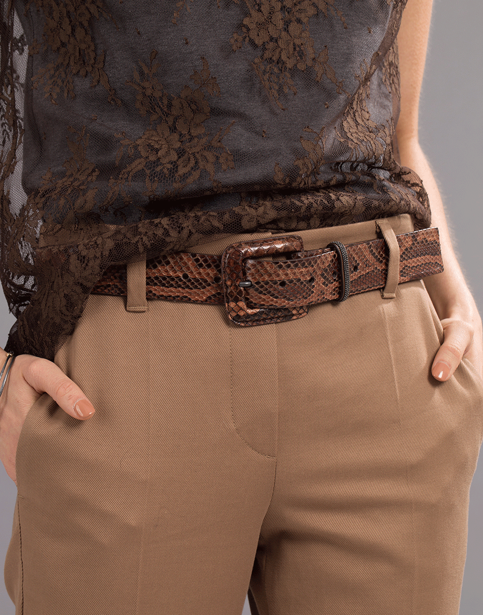 BRUNELLO CUCINELLI-Python Square Buckle Belt-