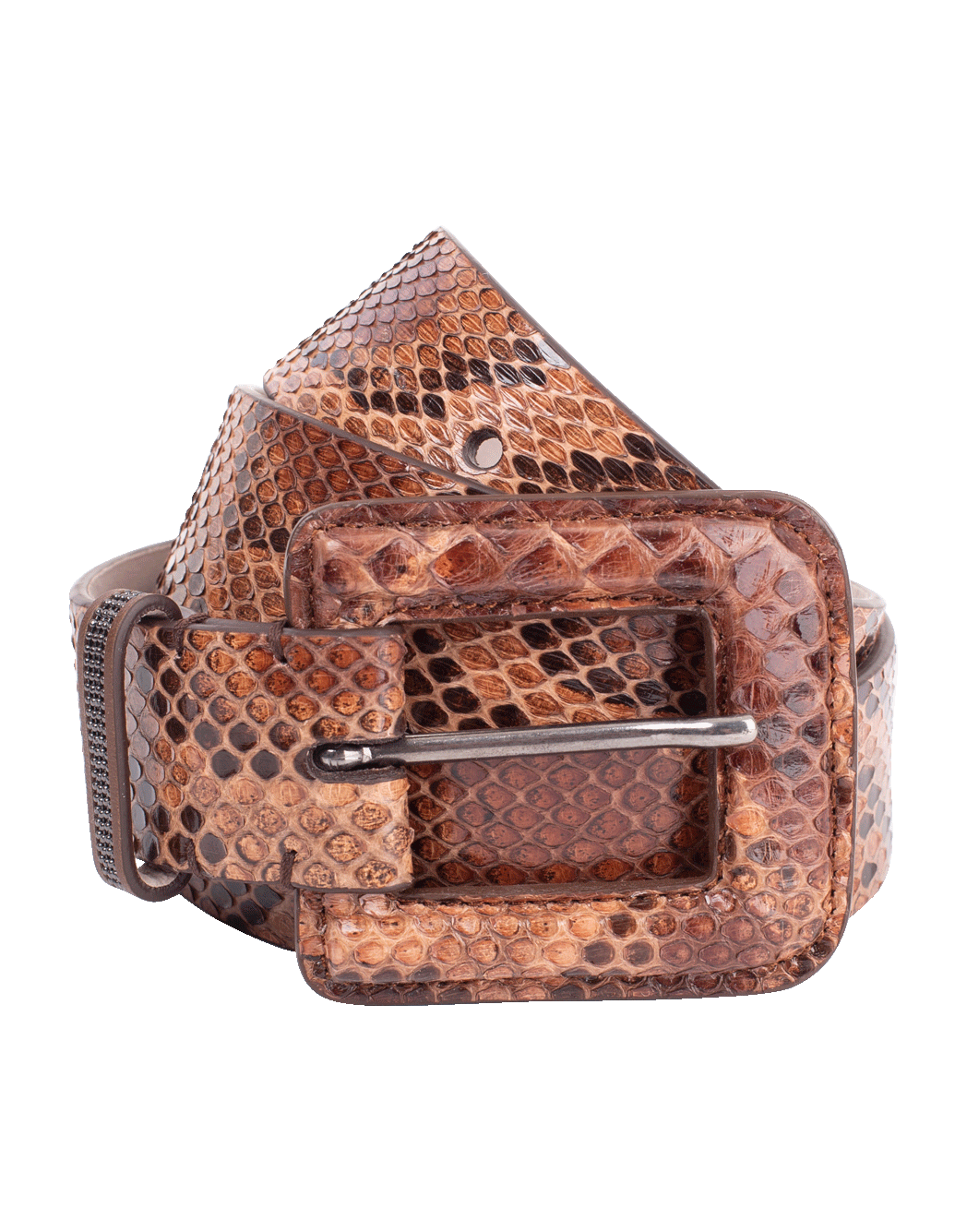 BRUNELLO CUCINELLI-Python Square Buckle Belt-