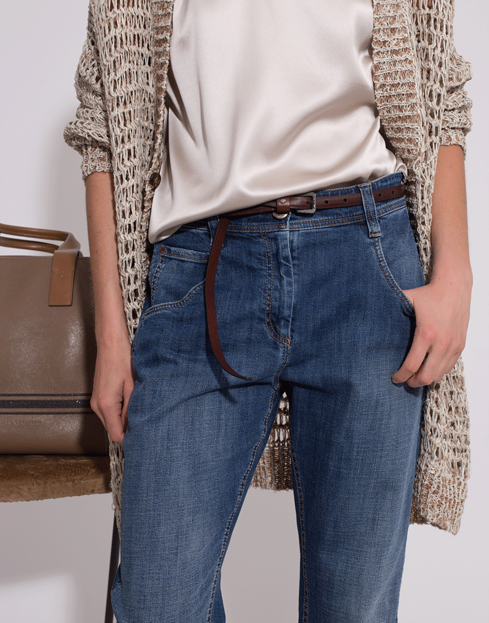 BRUNELLO CUCINELLI-Diamond Buckle Skinny Riding Belt-
