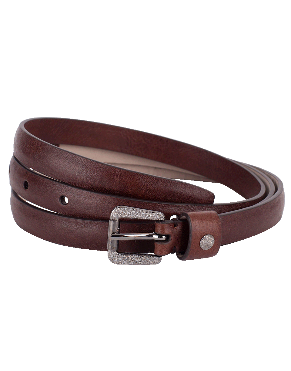 BRUNELLO CUCINELLI-Diamond Buckle Skinny Riding Belt-