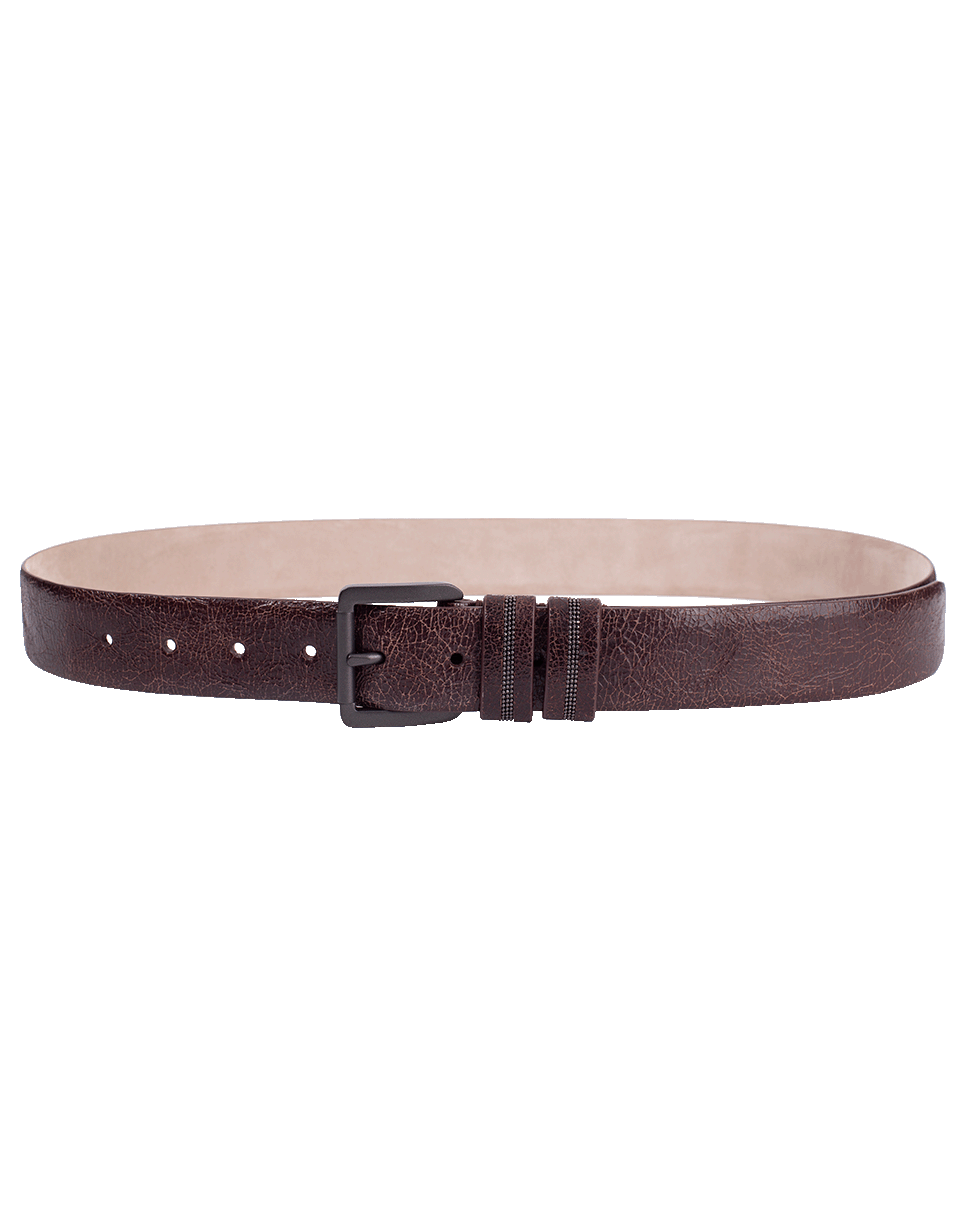 BRUNELLO CUCINELLI-Shiny Leather Monili Loop Belt-