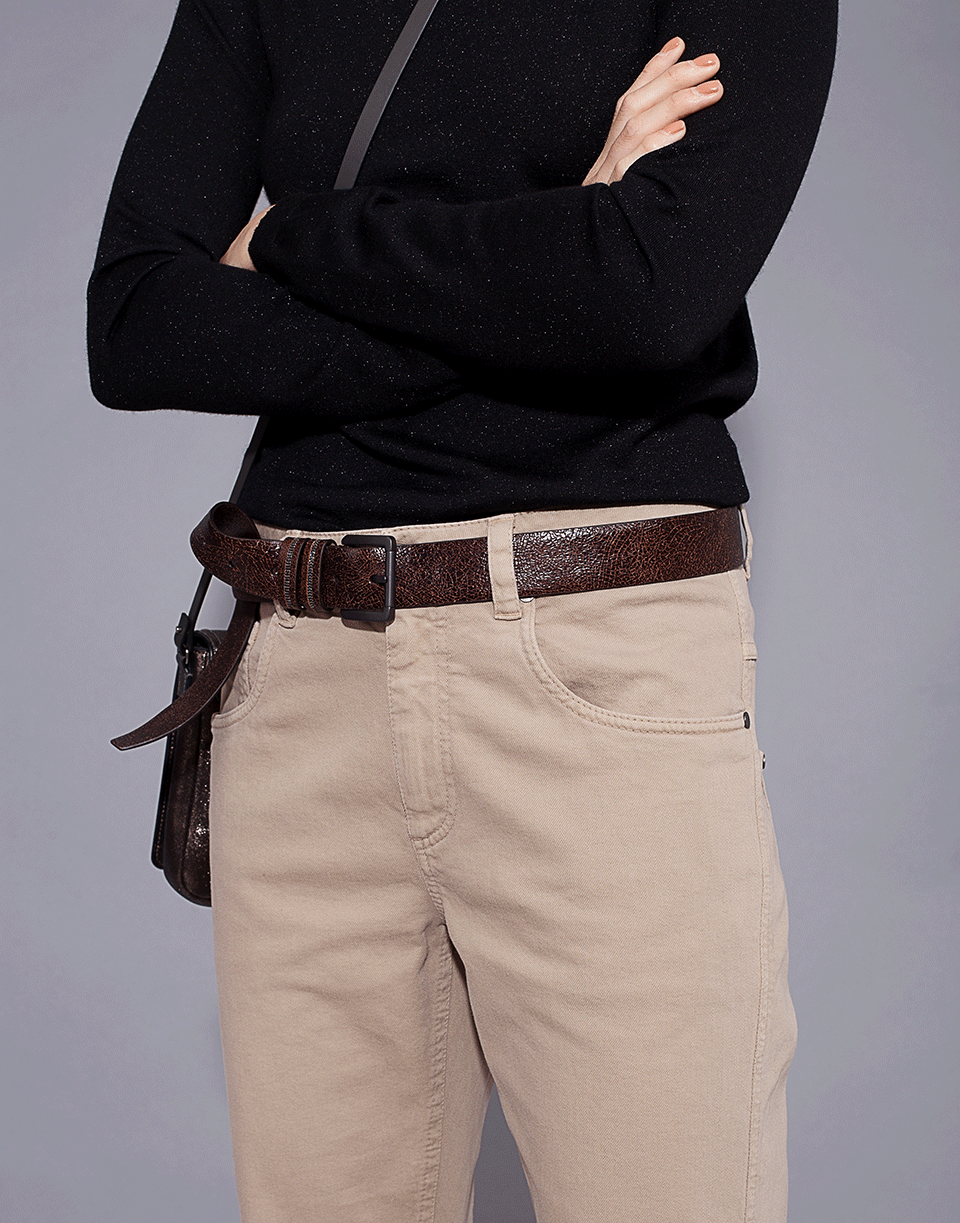 BRUNELLO CUCINELLI-Shiny Leather Monili Loop Belt-