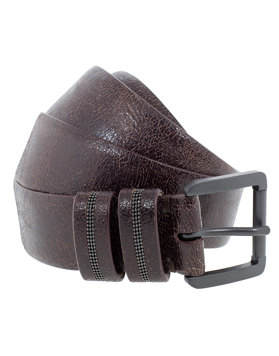 BRUNELLO CUCINELLI-Shiny Leather Monili Loop Belt-