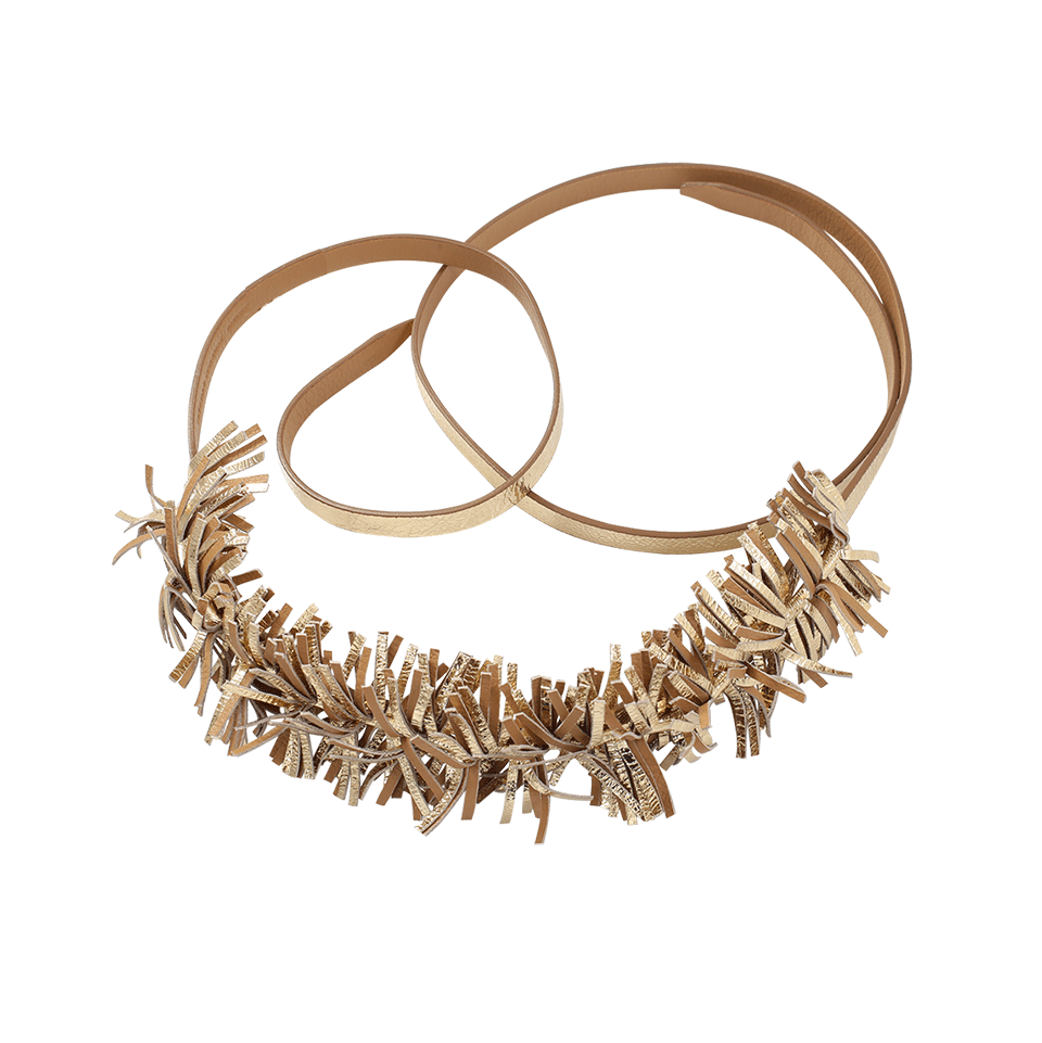 BRUNELLO CUCINELLI-Leather Fringe Tie Belt-GOLD