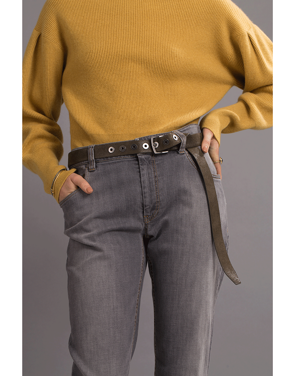 BRUNELLO CUCINELLI-Sparkle Grommet Leather Belt-