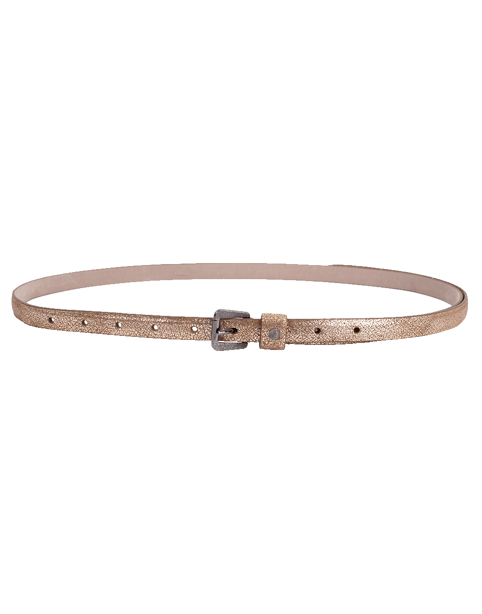 BRUNELLO CUCINELLI-Metallic Diamond Buckle Skinny Belt-