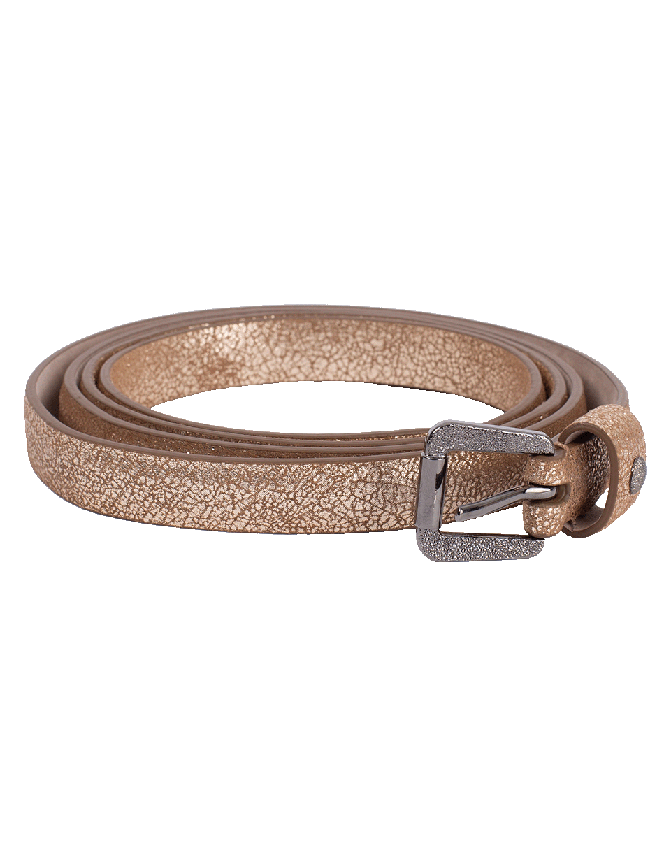 BRUNELLO CUCINELLI-Metallic Diamond Buckle Skinny Belt-