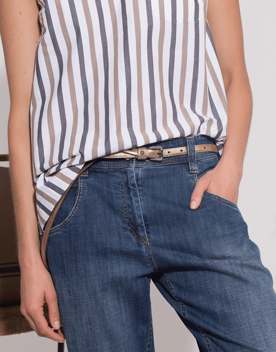 BRUNELLO CUCINELLI-Metallic Diamond Buckle Skinny Belt-