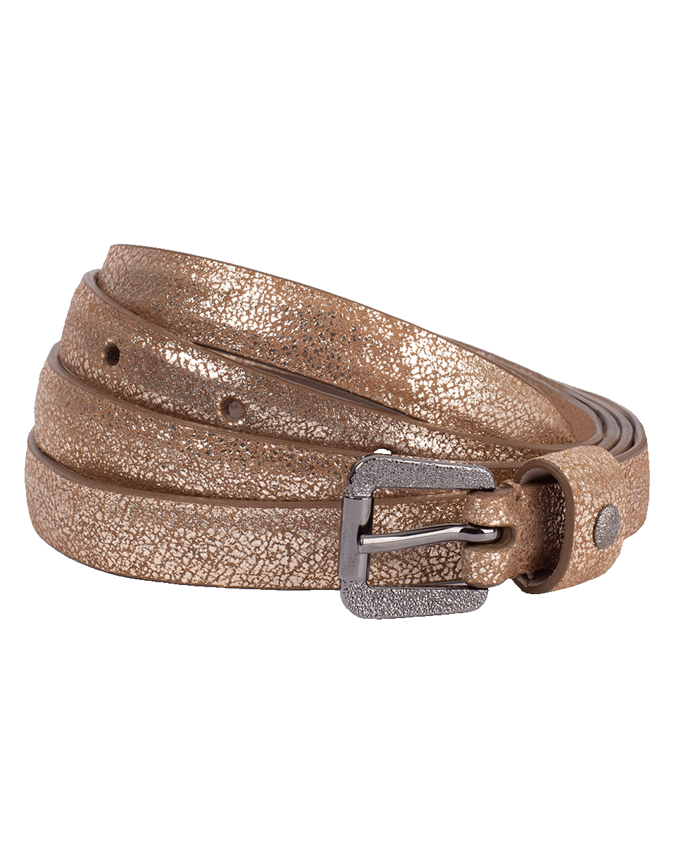 BRUNELLO CUCINELLI-Metallic Diamond Buckle Skinny Belt-