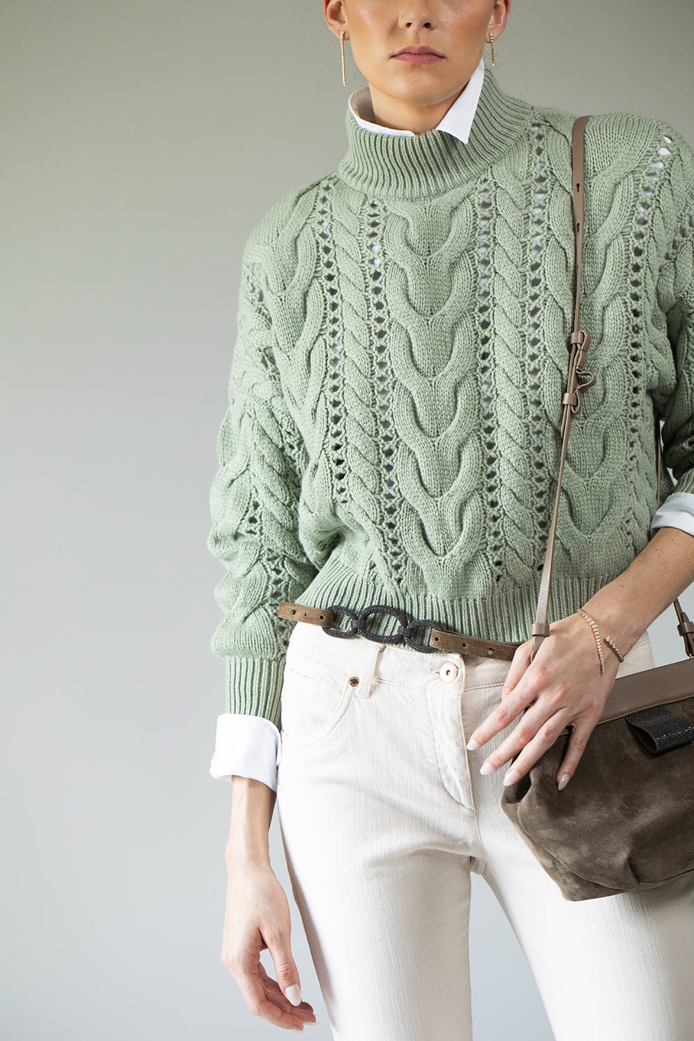 BRUNELLO CUCINELLI-Suede Thin Belt With Monili-