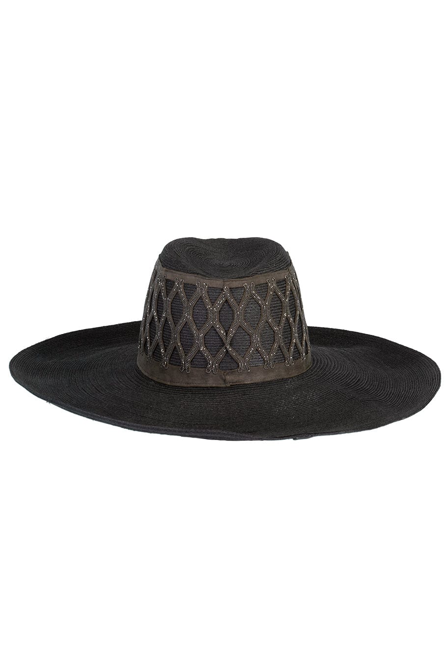 BRUNELLO CUCINELLI-Straw Fedora With Monili Trim - Black-