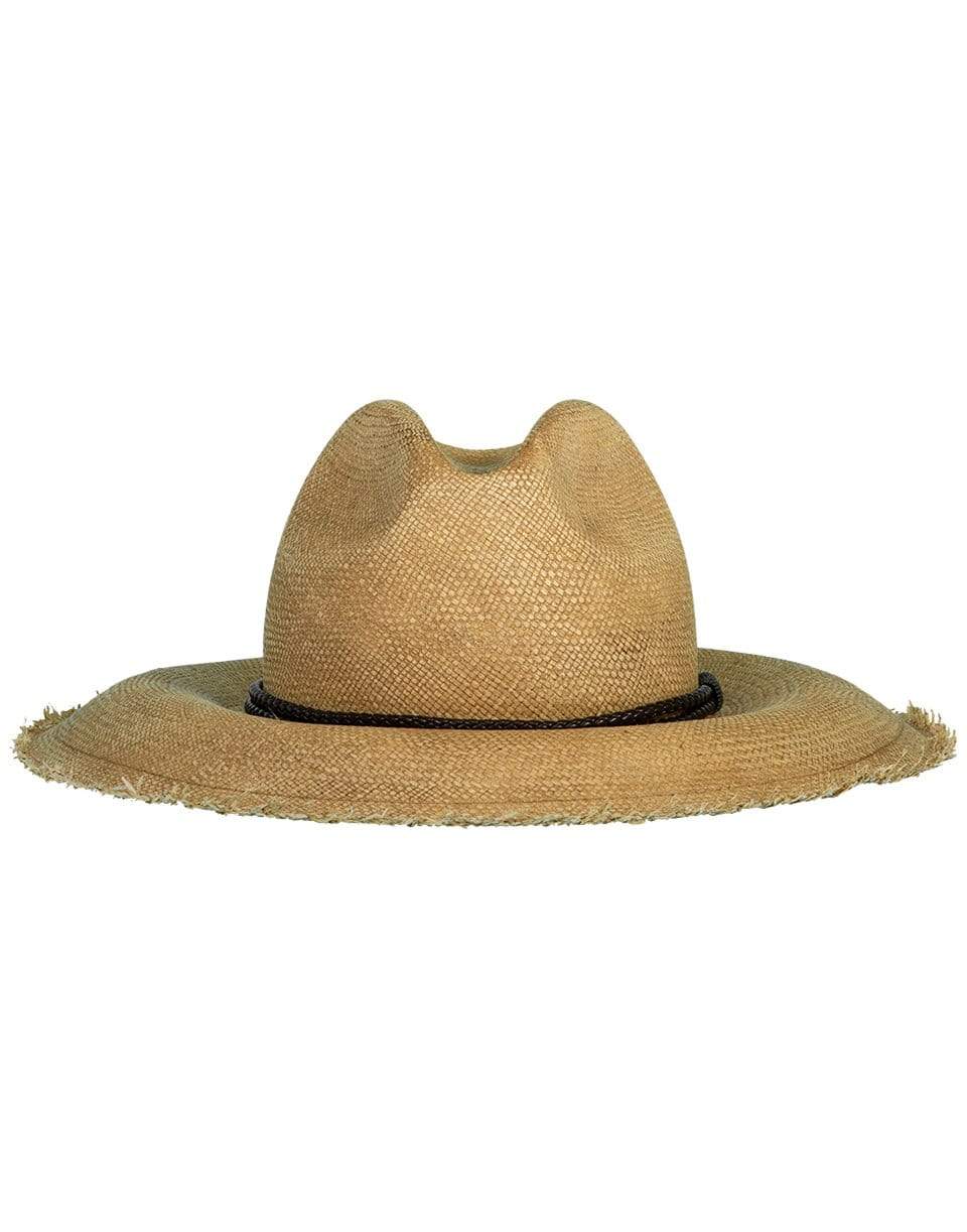 BRUNELLO CUCINELLI-Braided Leather Distressed Sun Hat-CAMEL