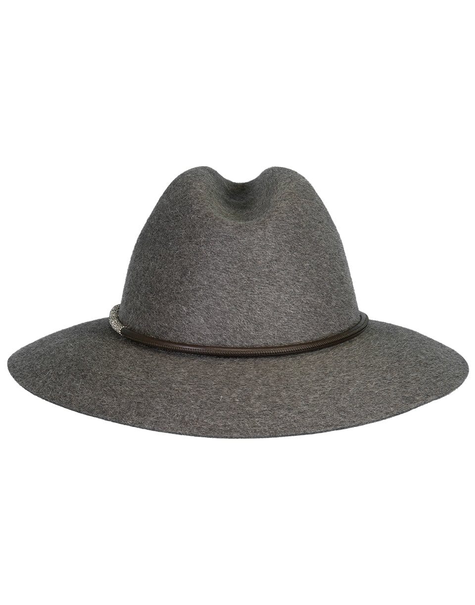 BRUNELLO CUCINELLI-Monili Trim Pressed Fur Hat-CHARCOAL