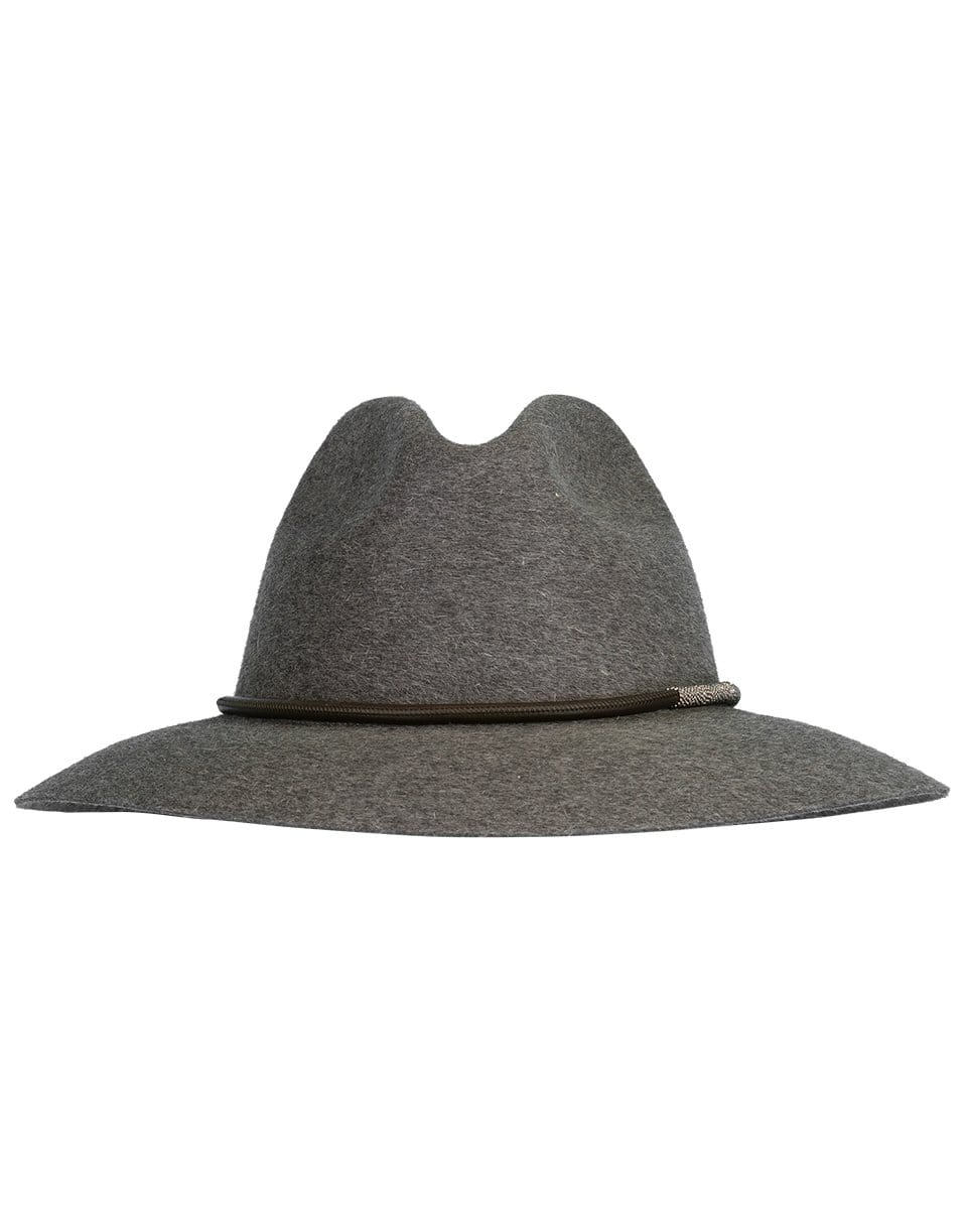 BRUNELLO CUCINELLI-Monili Trim Pressed Fur Hat-CHARCOAL