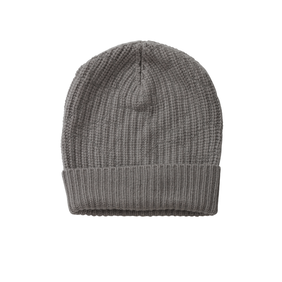 BRUNELLO CUCINELLI-Monili Embroidered Cashmere Beanie-CLAY