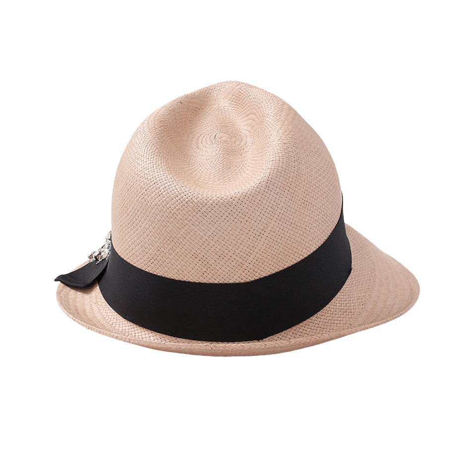 BRUNELLO CUCINELLI-Straw Fedora-ROSE