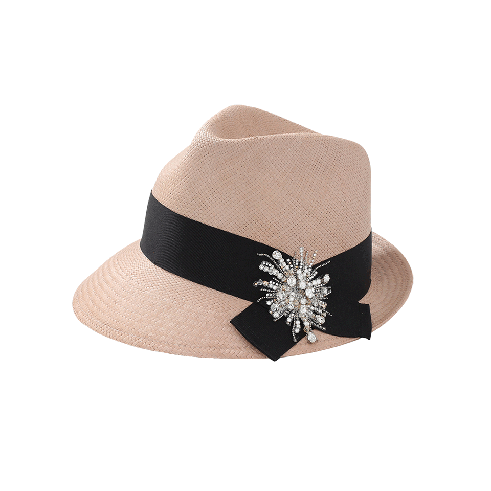 BRUNELLO CUCINELLI-Straw Fedora-ROSE
