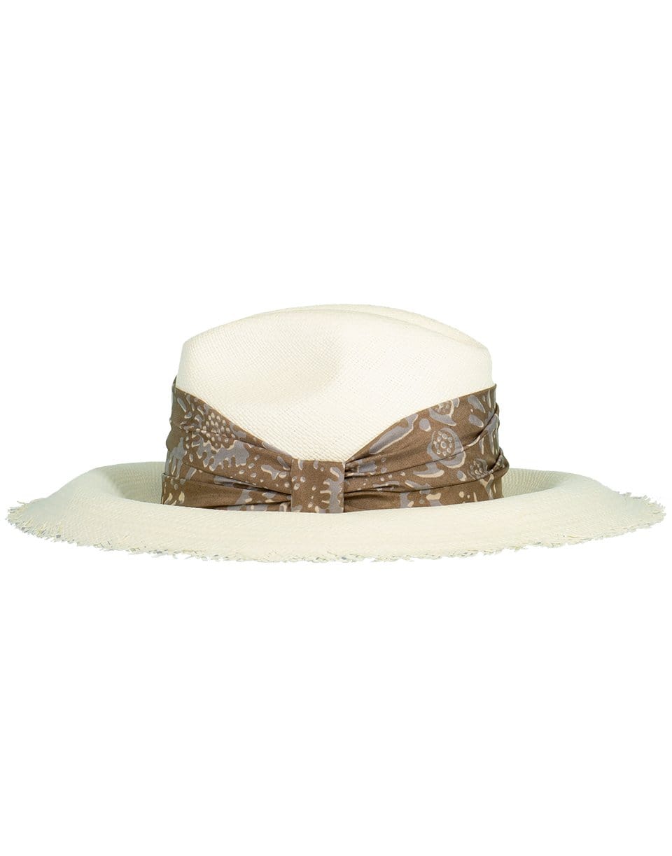 BRUNELLO CUCINELLI-Distressed Scarf Sunhat-WHT/BRWN