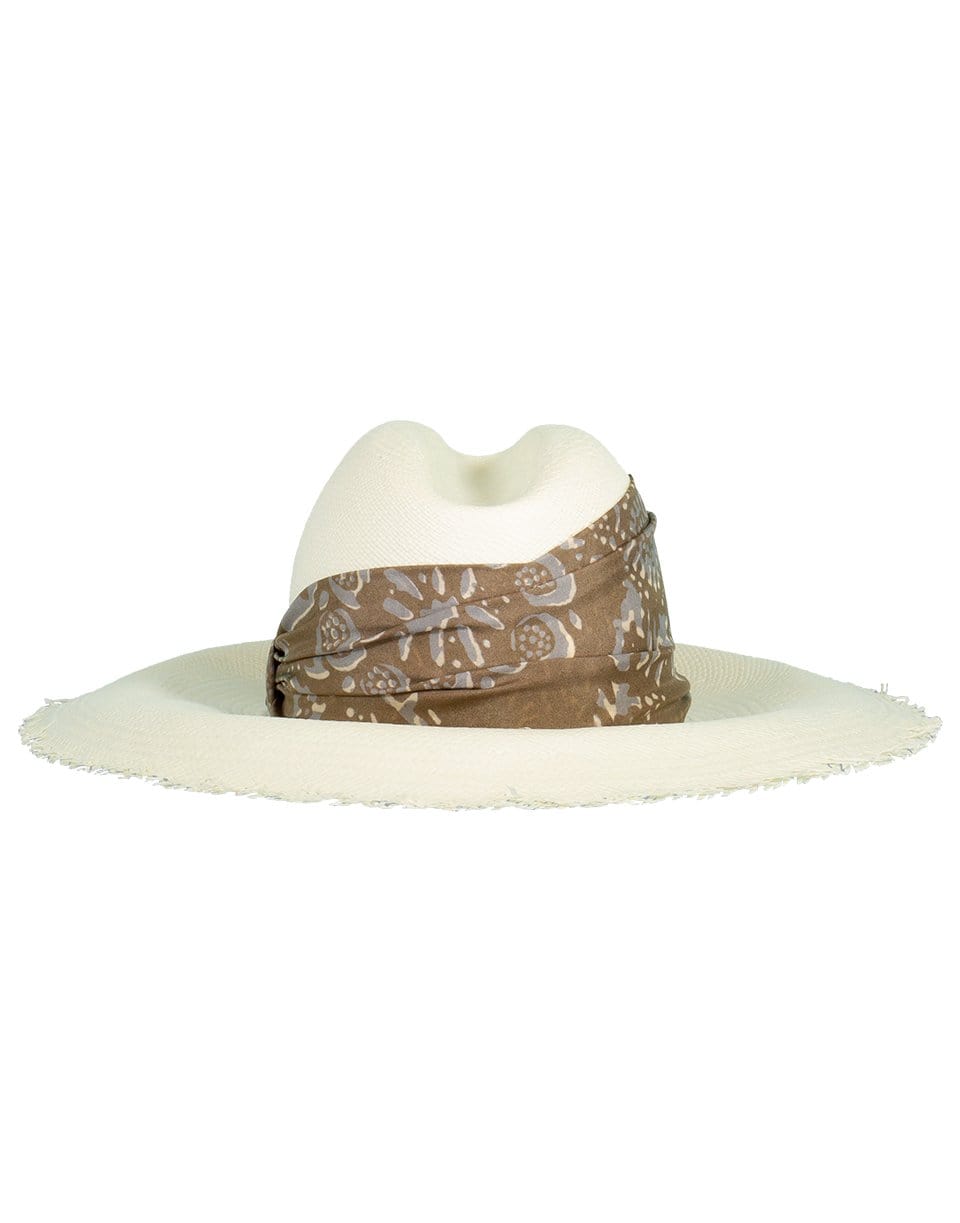 BRUNELLO CUCINELLI-Distressed Scarf Sunhat-WHT/BRWN