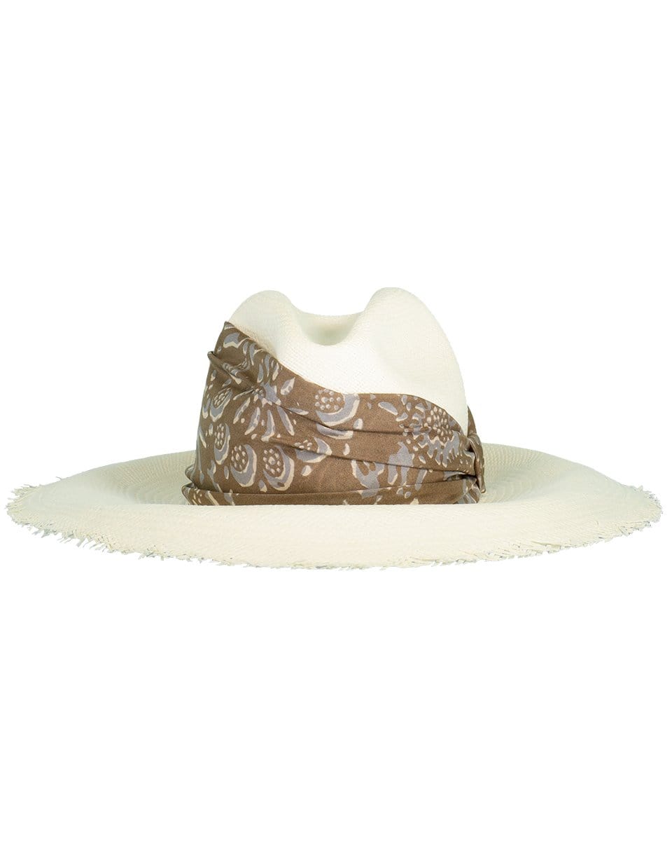 BRUNELLO CUCINELLI-Distressed Scarf Sunhat-WHT/BRWN