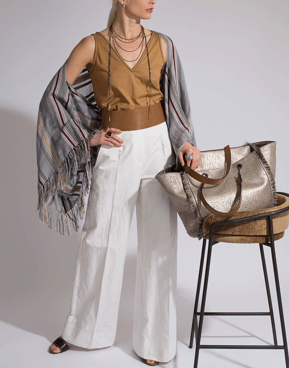 BRUNELLO CUCINELLI-Linen Cotton Silk Lurex Shrug-GRY/SLV