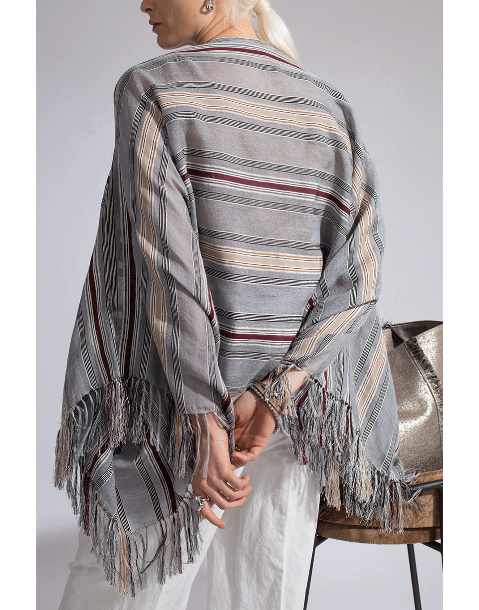 BRUNELLO CUCINELLI-Linen Cotton Silk Lurex Shrug-GRY/SLV