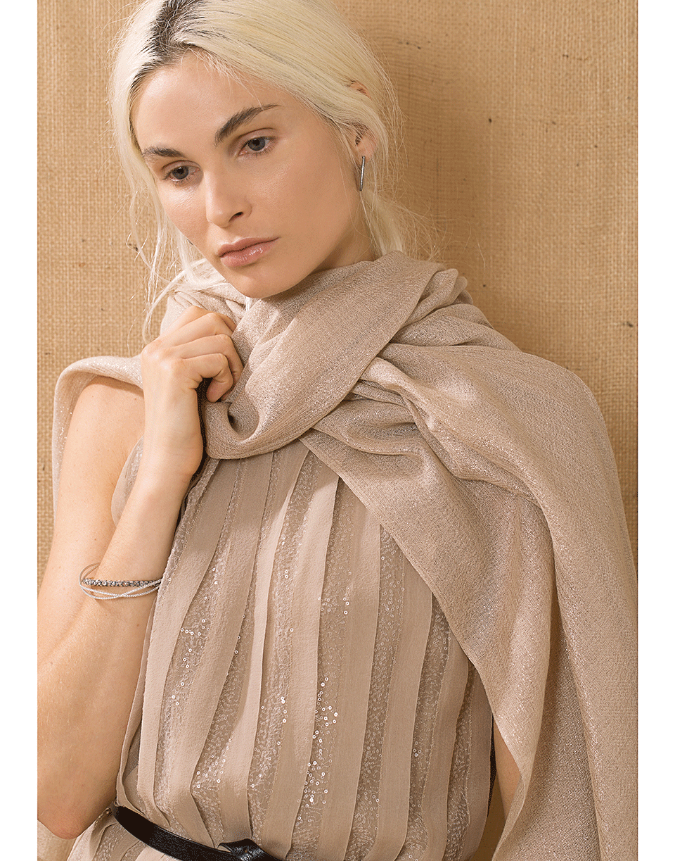 BRUNELLO CUCINELLI-Cashmere Blend Scarf-ALMOND