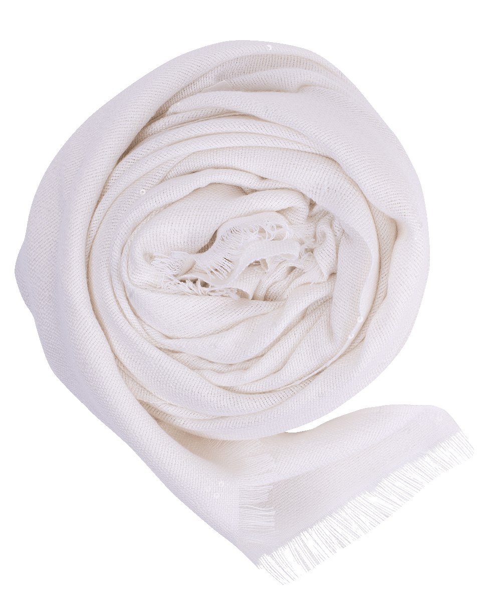 BRUNELLO CUCINELLI-Cashmere Silk Paillette Scarf-BIANCO