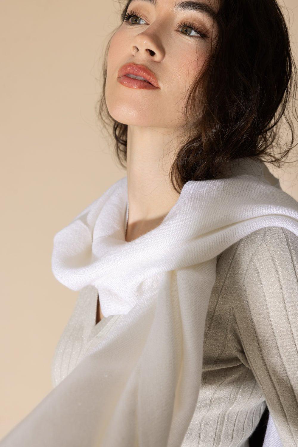 BRUNELLO CUCINELLI-Pailette Scarf - Bianco-BIANCO