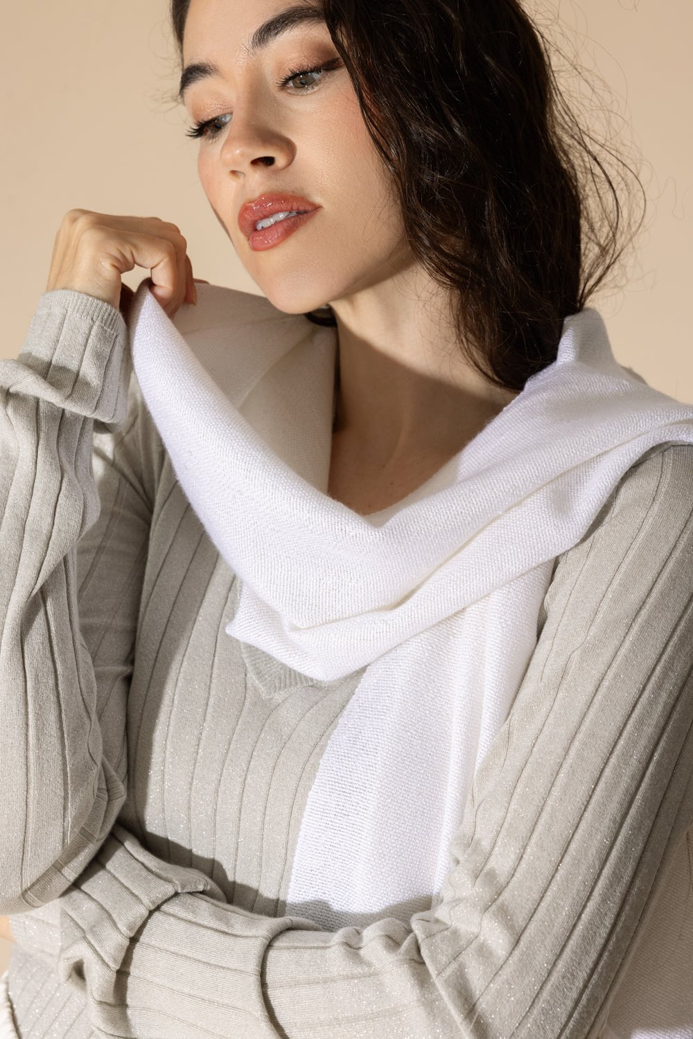 BRUNELLO CUCINELLI-Pailette Scarf - Bianco-BIANCO