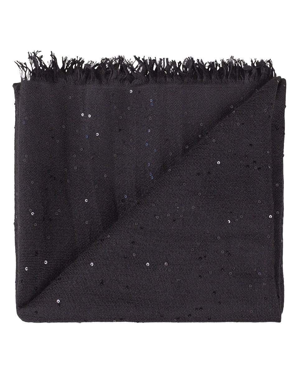 BRUNELLO CUCINELLI-Black Cashmere Silk and Paillette Scarf-BLACK