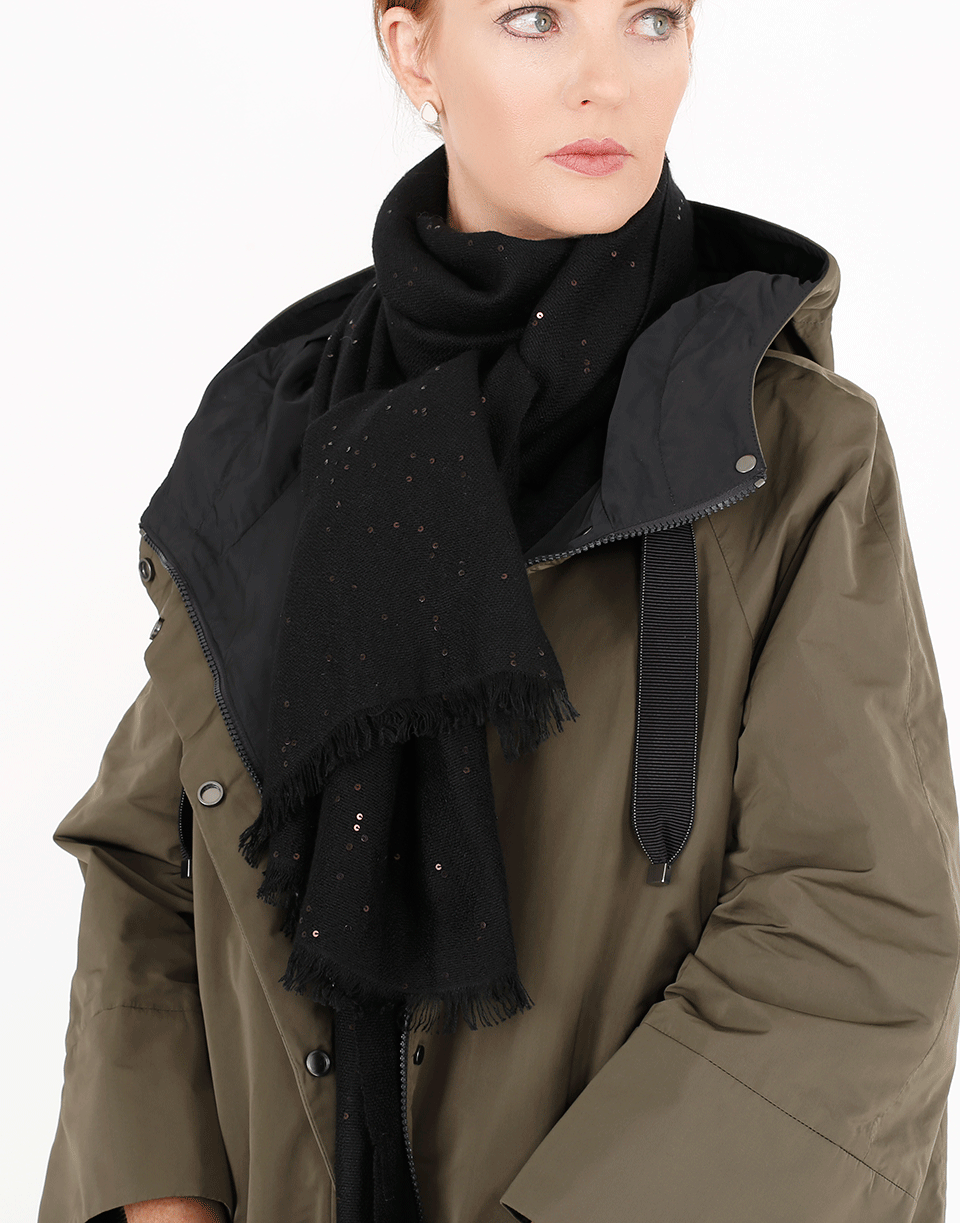 BRUNELLO CUCINELLI-Pailette Scarf-BLACK