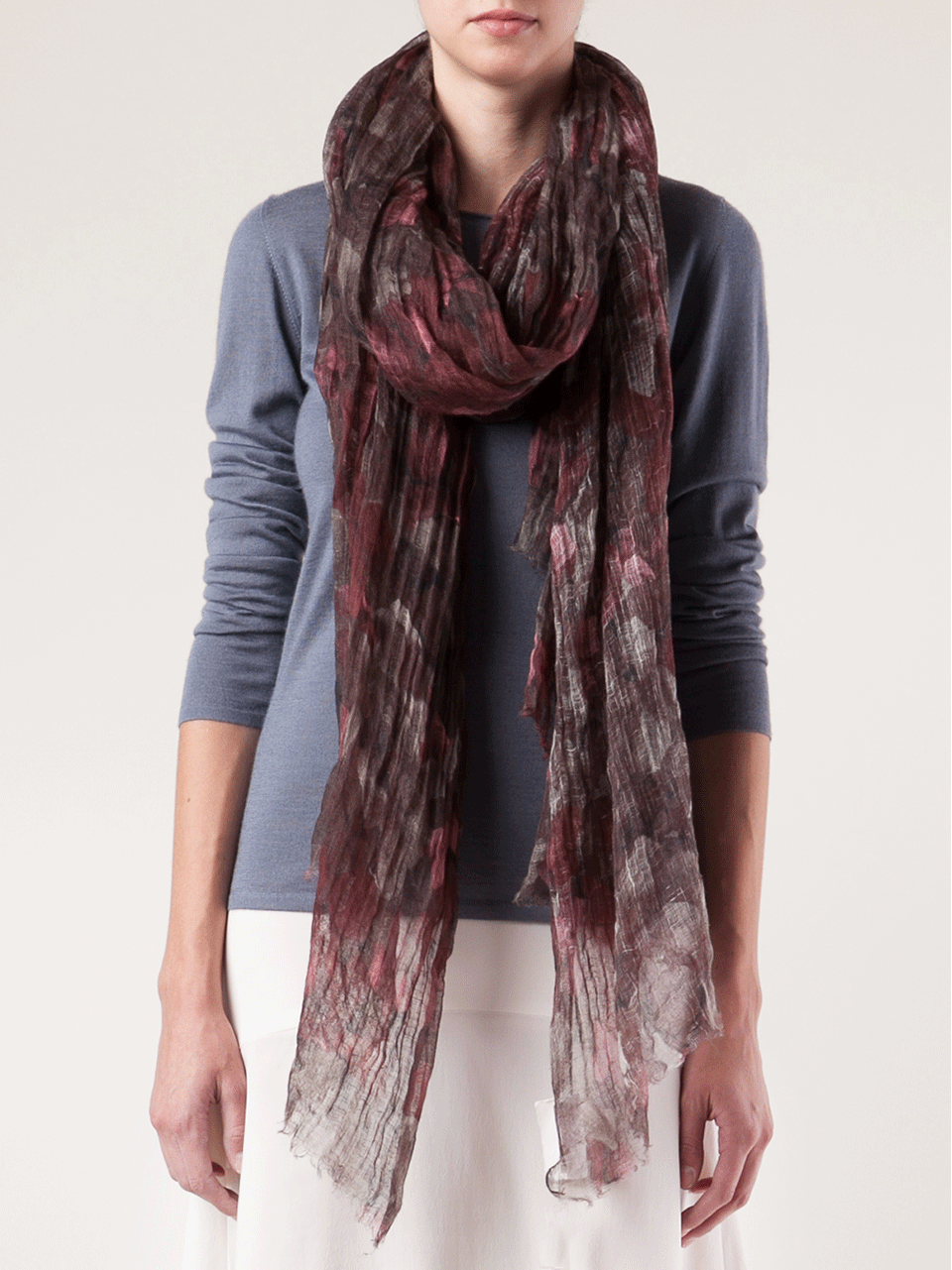 BRUNELLO CUCINELLI-Stamped Gardenia Scarf-BRGCF898