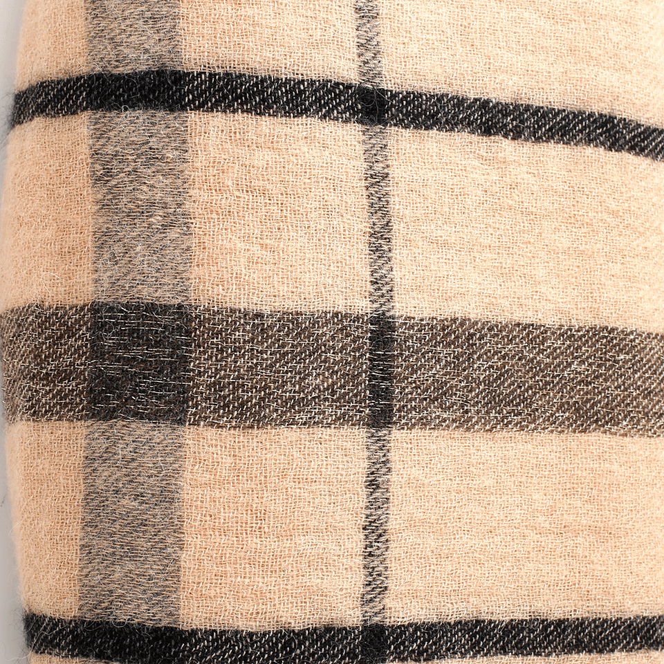 BRUNELLO CUCINELLI-Windowpane Striped Scarf-CAMEL