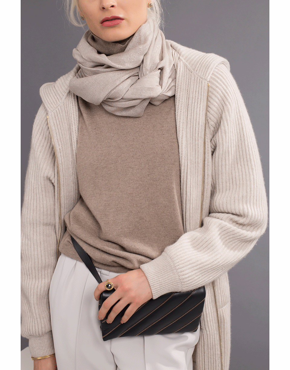 BRUNELLO CUCINELLI-Cashmere Silk Lurex Scarf-DESERT