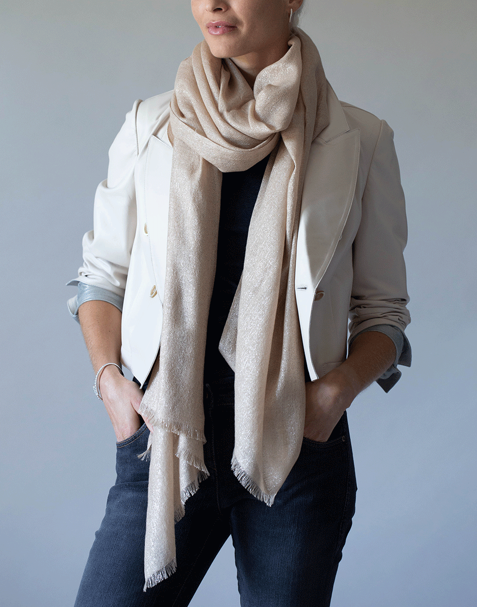 BRUNELLO CUCINELLI-Granola Cashmere Silk and Lurex Scarf-GRANOLA