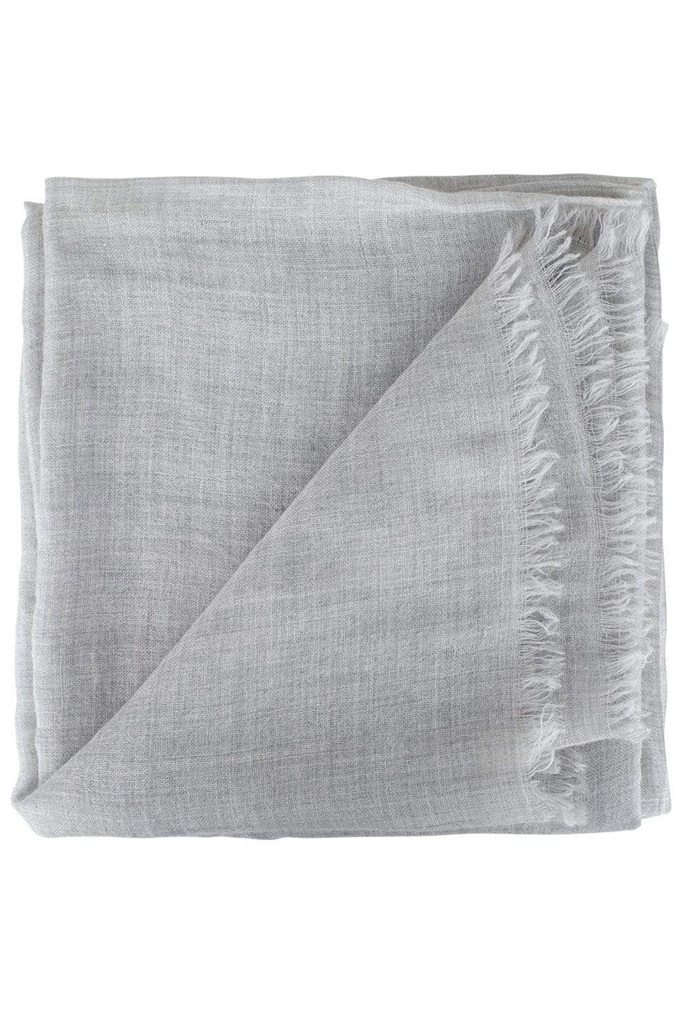 BRUNELLO CUCINELLI-Lightweight Fringe Scarf-GRAY