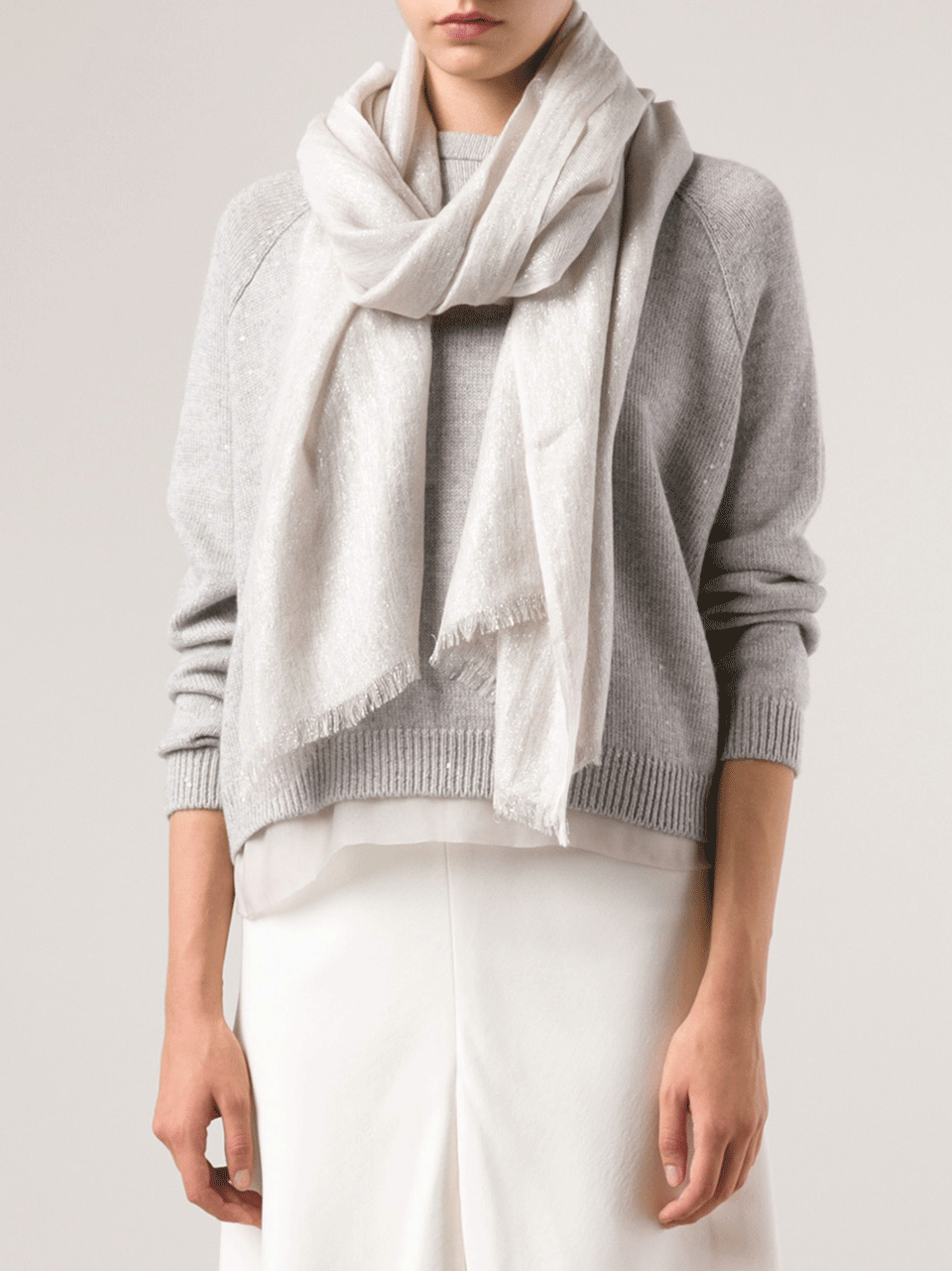 BRUNELLO CUCINELLI-Lurex Scarf-GREY