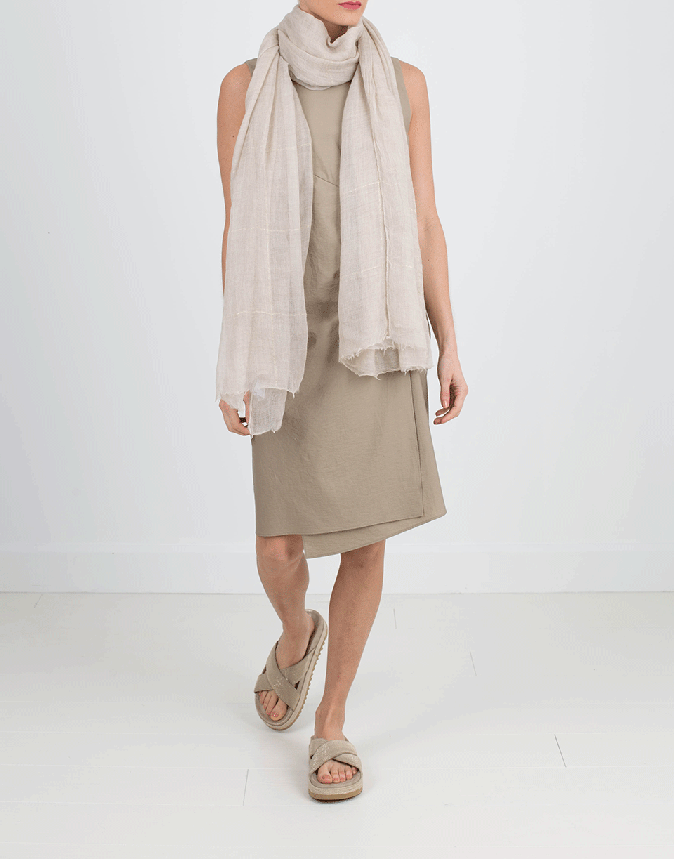 BRUNELLO CUCINELLI-Boiled Cashmere Windowpane Scarf-MARBLE